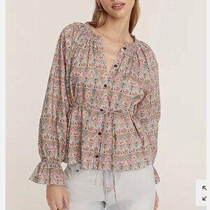 J. Crew organic cotton top in Liberty Georgia Duke Paisley Women's Top L Large